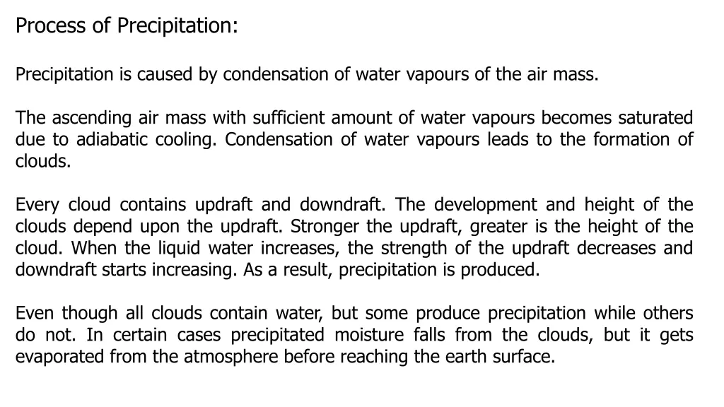 process of precipitation