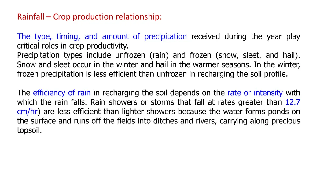 rainfall crop production relationship