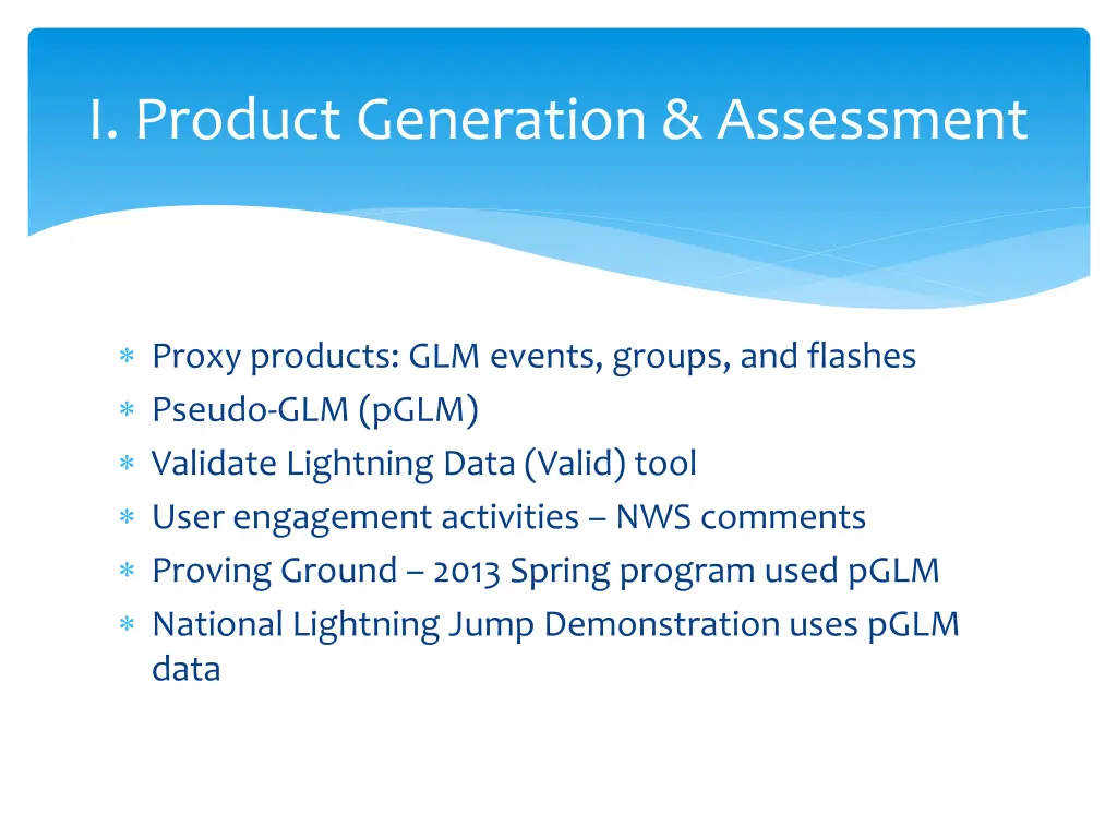 i product generation assessment