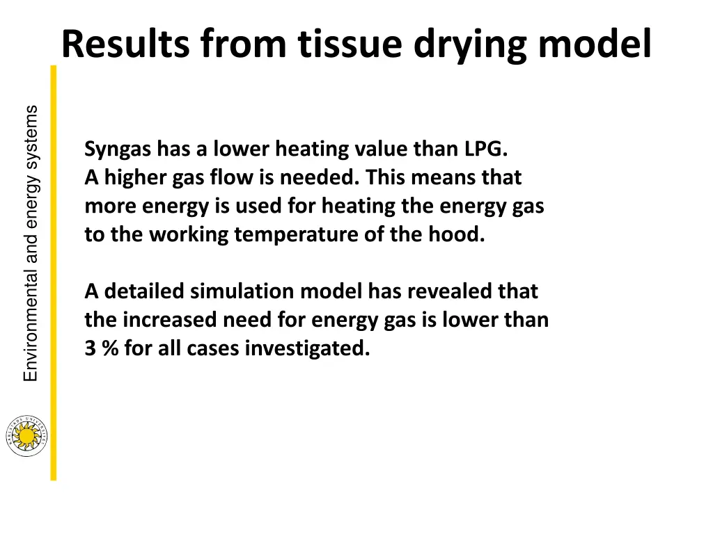 results from tissue drying model