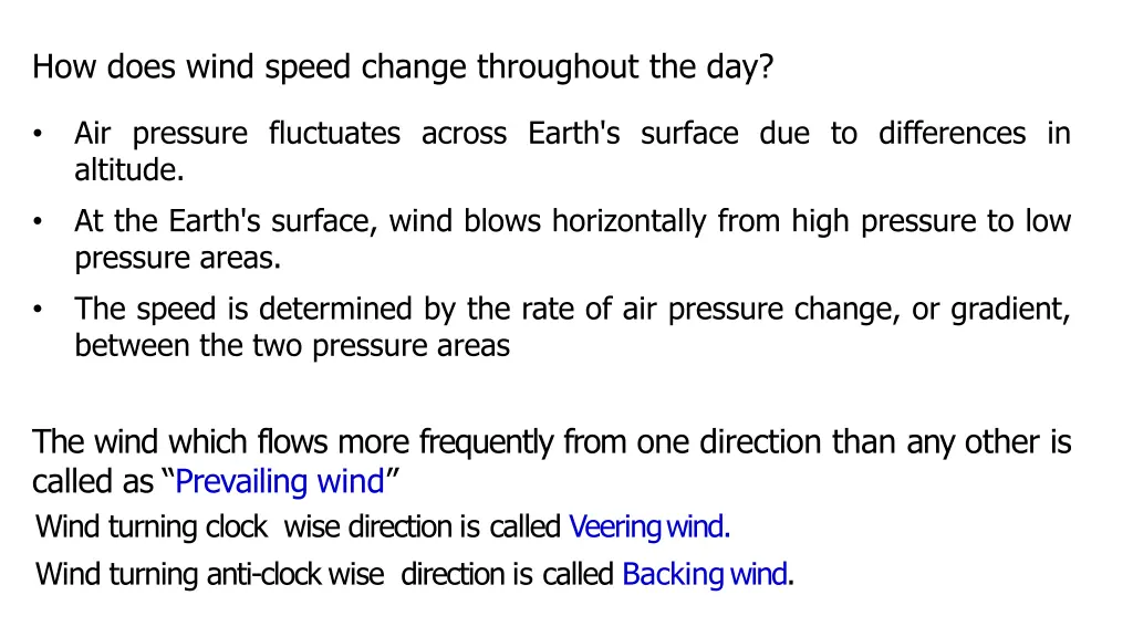 how does wind speed change throughout the day