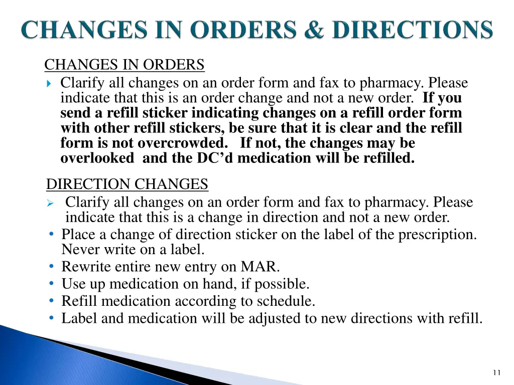 changes in orders clarify all changes on an order