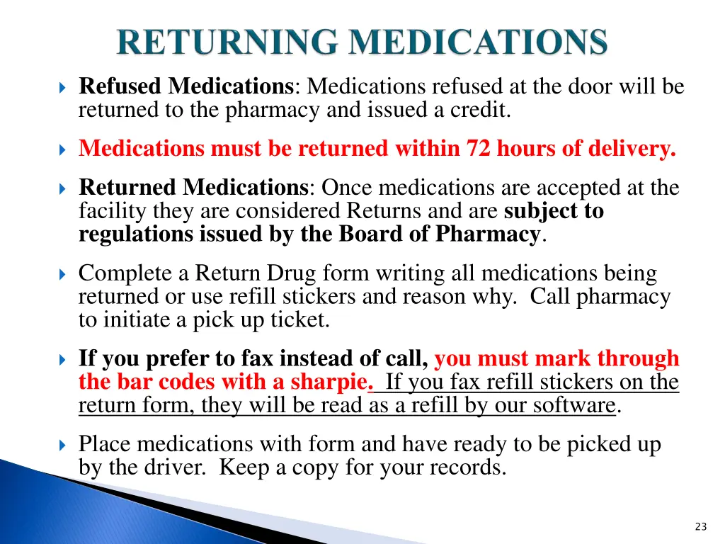 refused medications medications refused