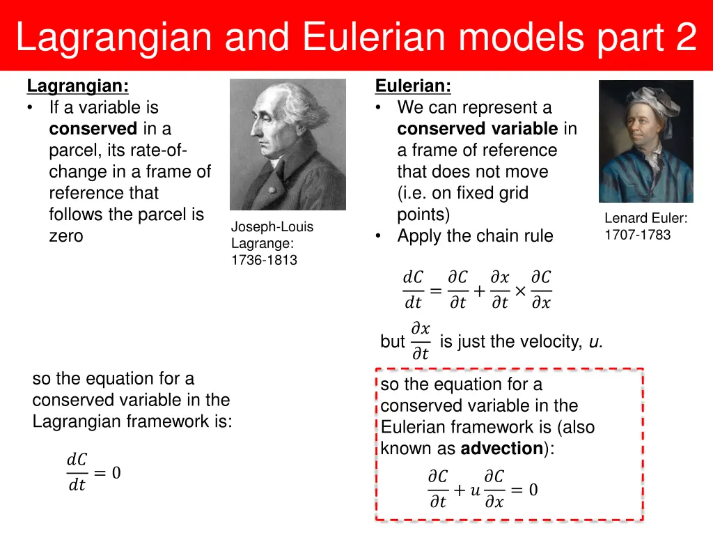 lagrangian and eulerian models part 2