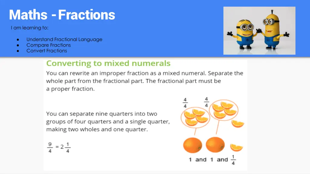 maths fractions i am learning to 1