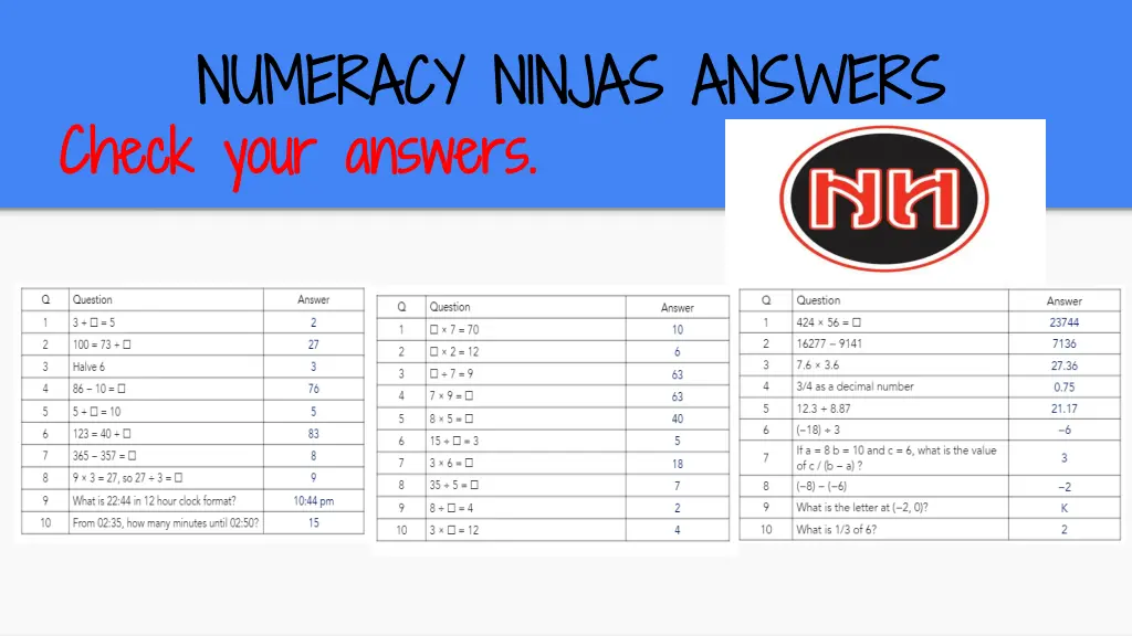 numeracy ninjas answers numeracy ninjas answers