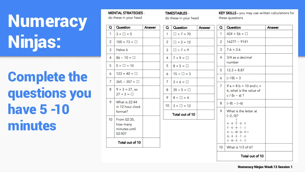 numeracy ninjas