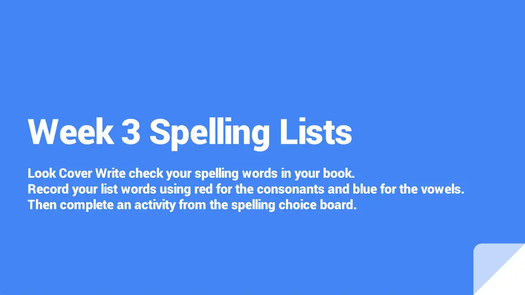 week 3 spelling lists