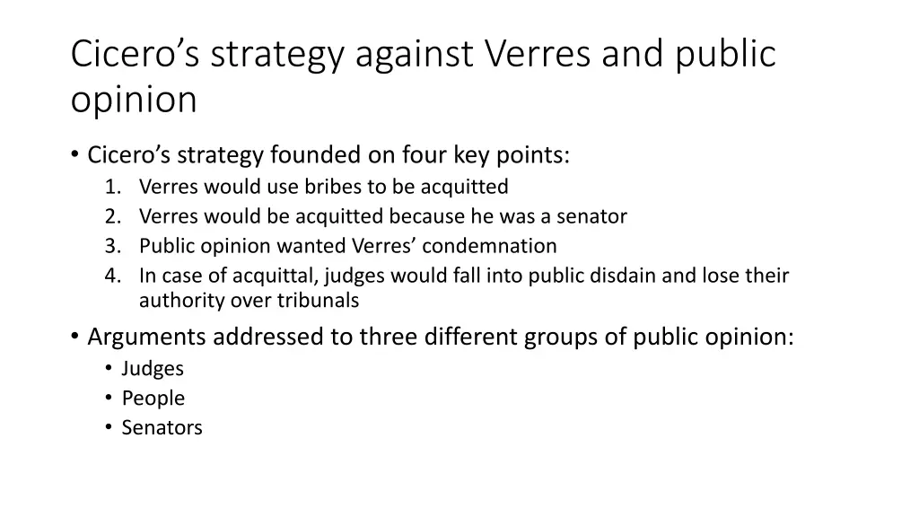 cicero s strategy against verres and public