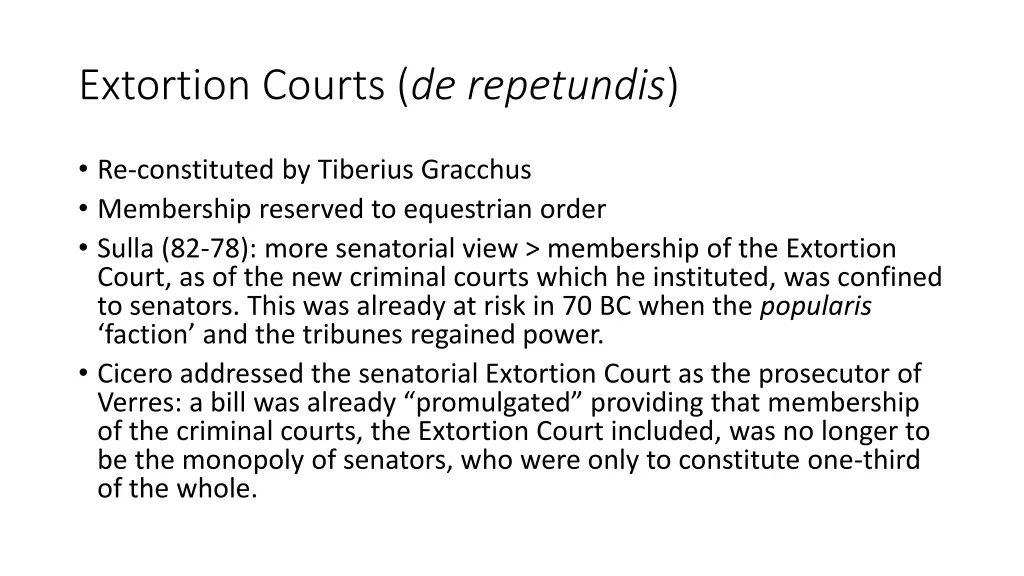 extortion courts de repetundis