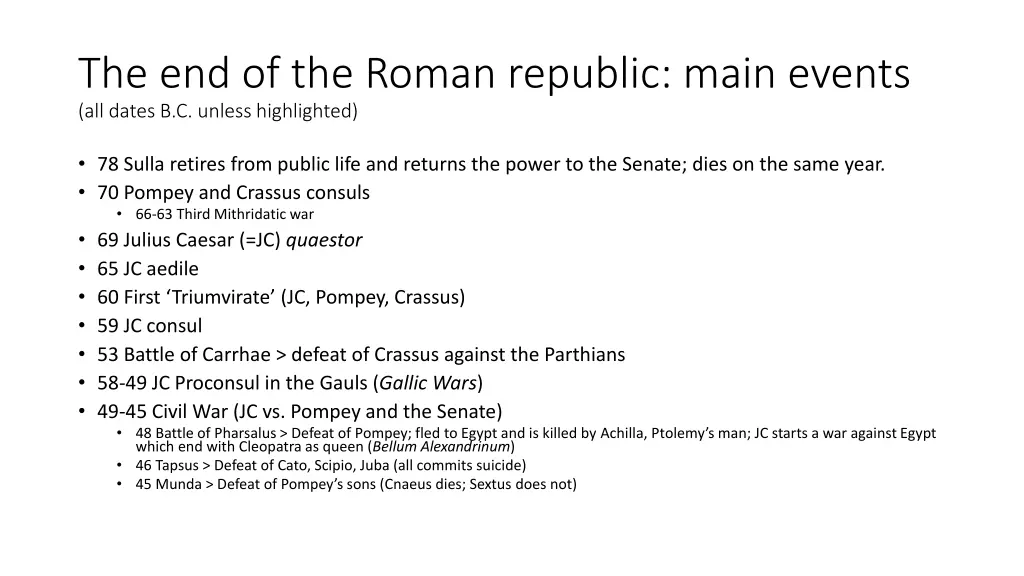 the end of the roman republic main events 1