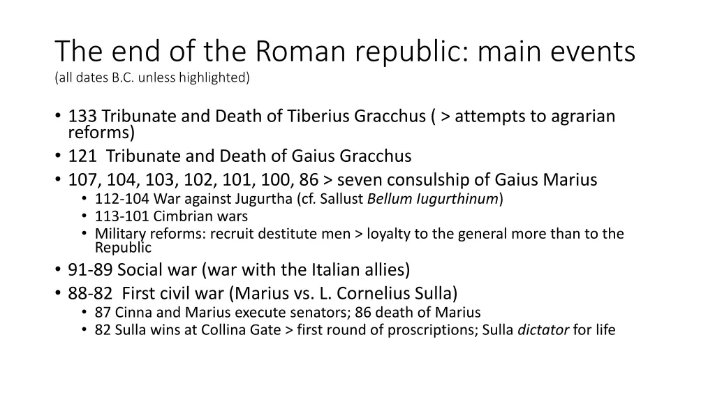 the end of the roman republic main events