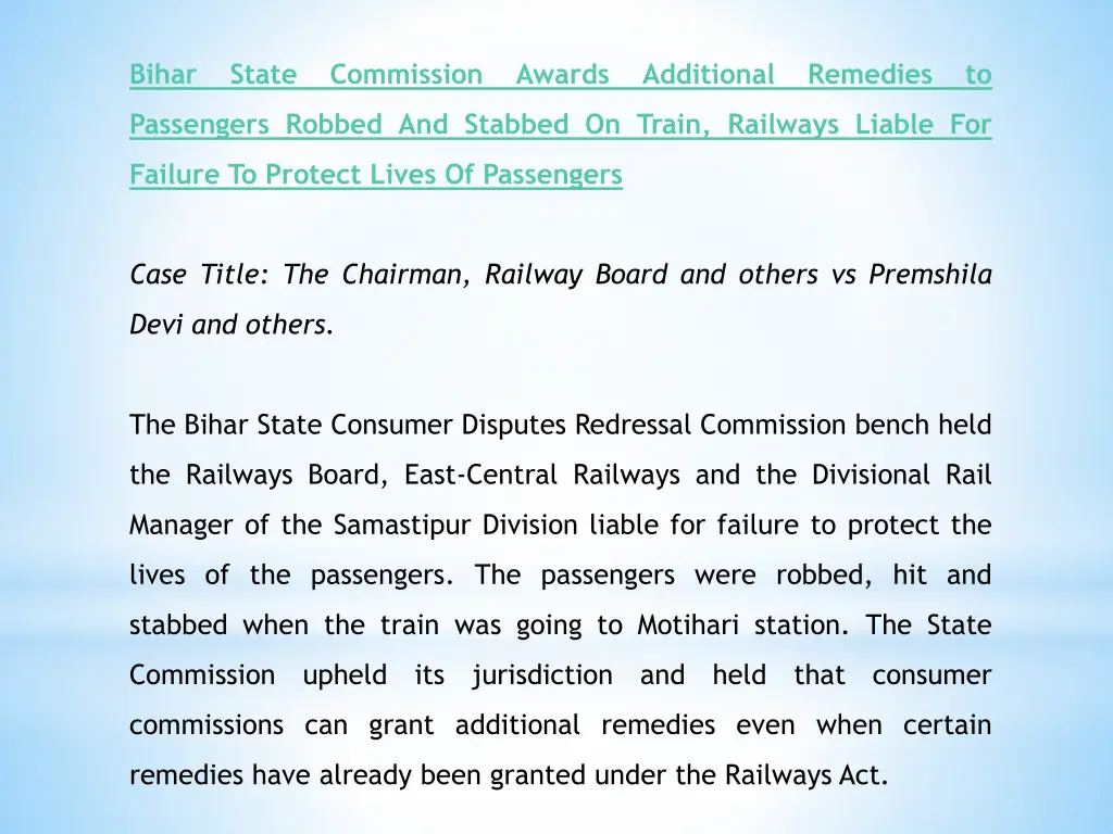 bihar state commission awards additional remedies