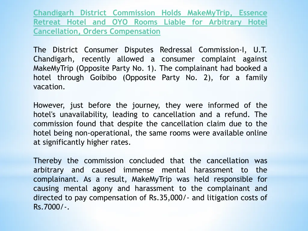 chandigarh district commission holds makemytrip