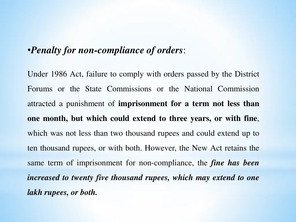 penalty for non compliance of orders