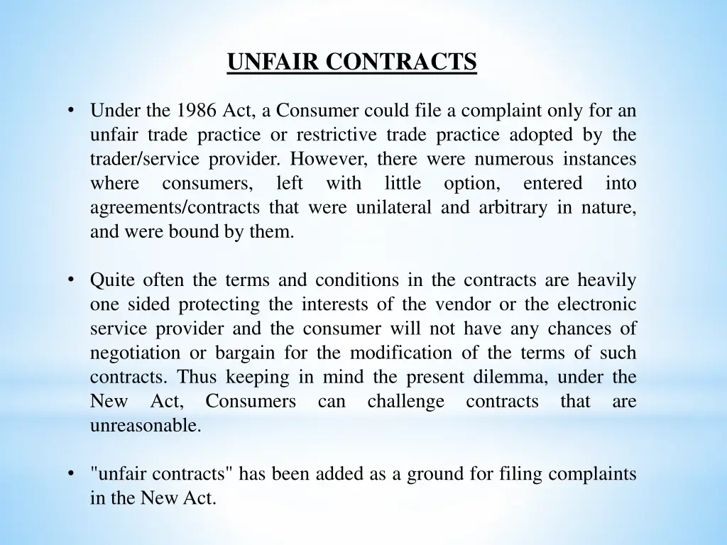 unfair contracts