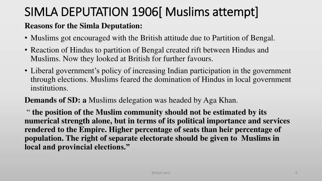 simla deputation 1906 muslims attempt simla