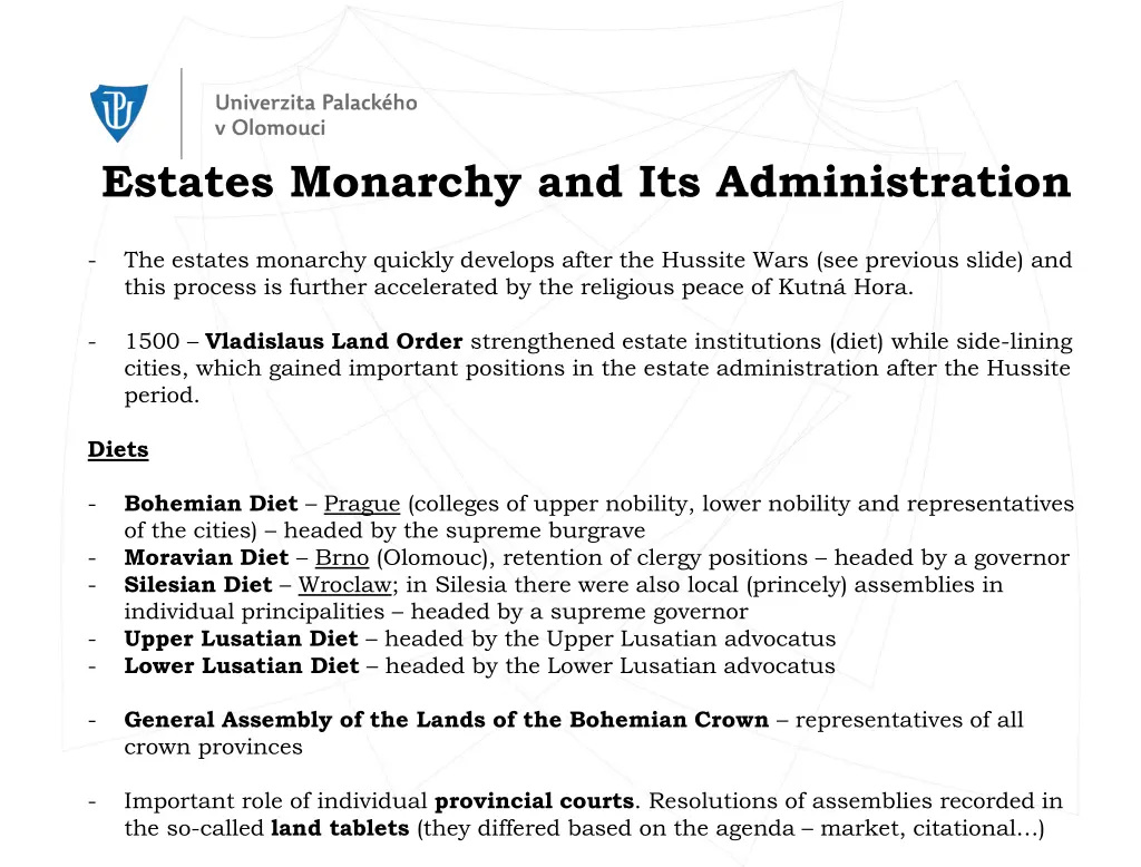 estates monarchy and its administration