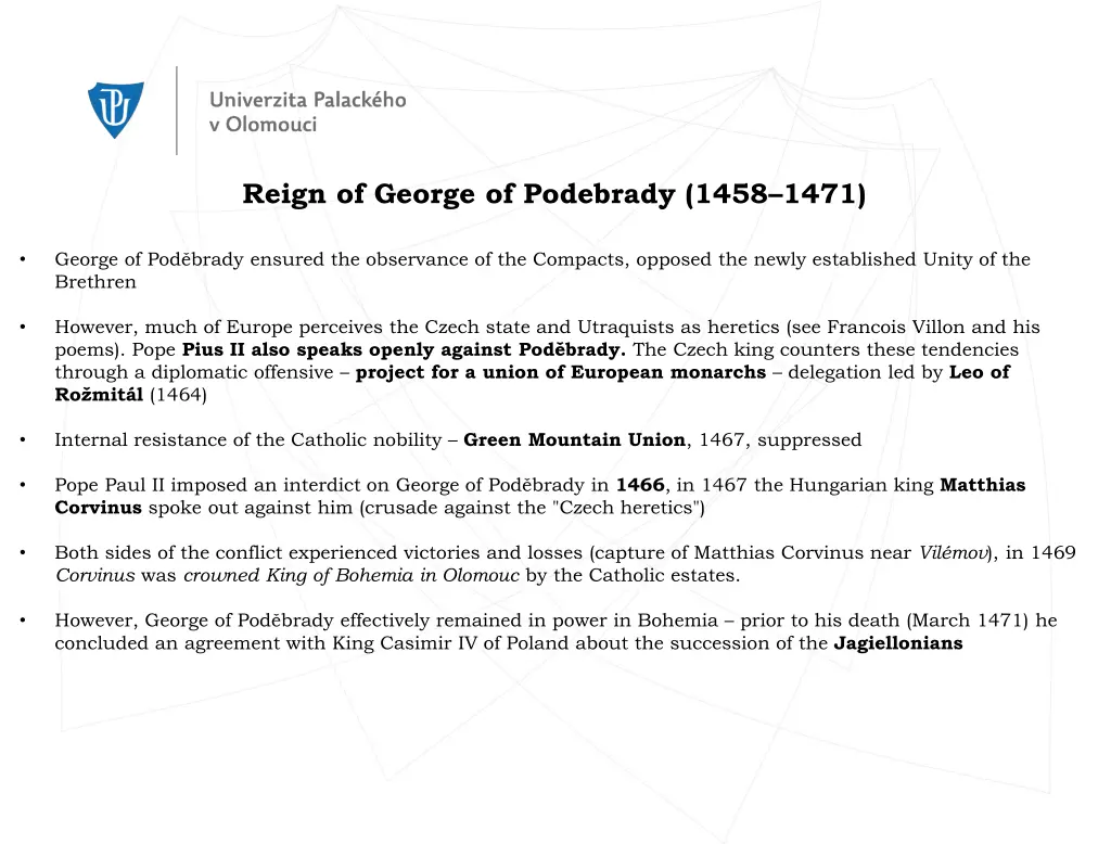 reign of george of podebrady 1458 1471 1