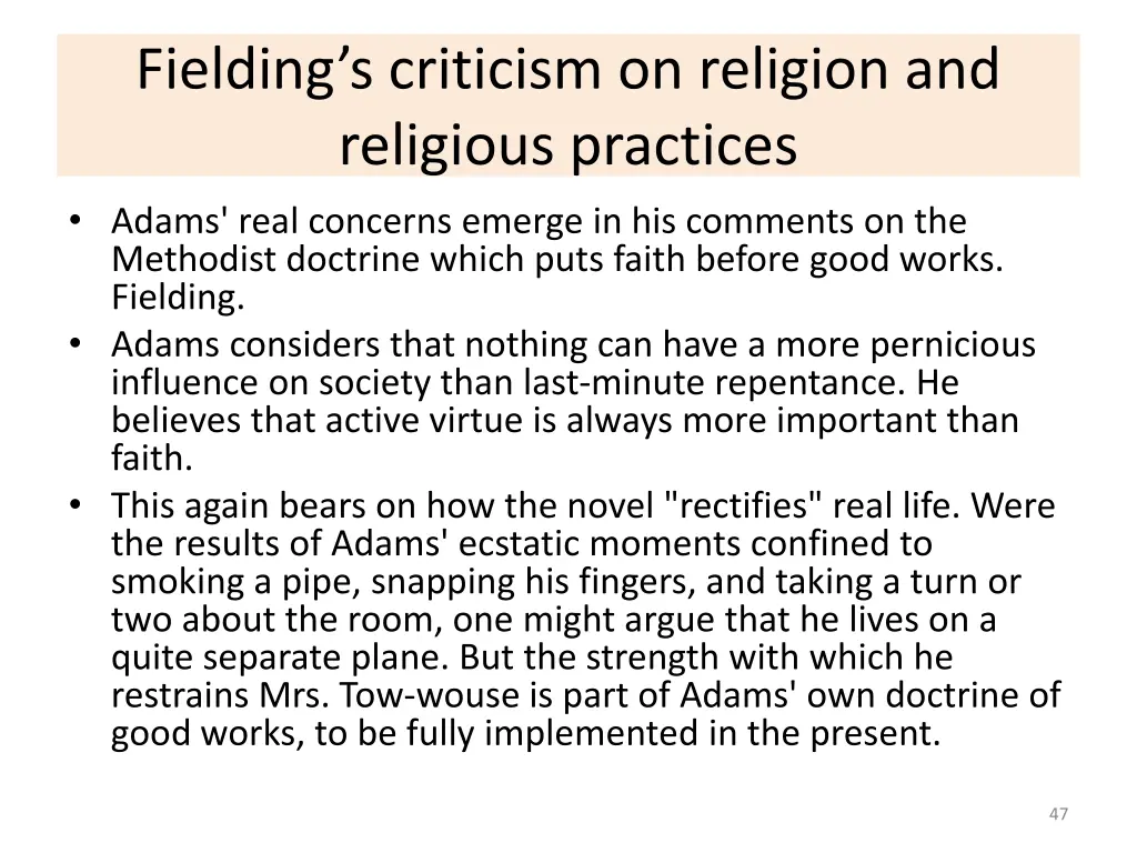 fielding s criticism on religion and religious