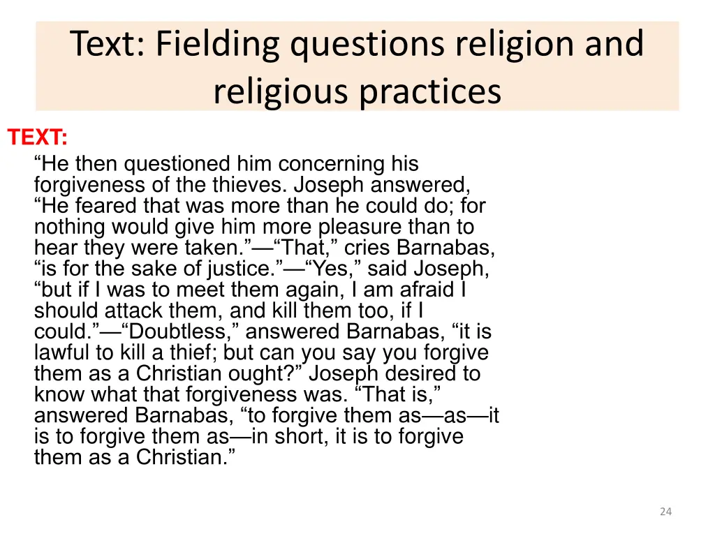 text fielding questions religion and religious