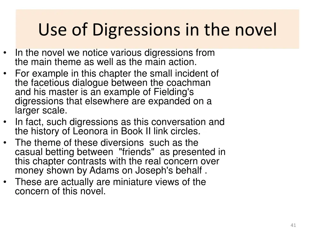 use of digressions in the novel