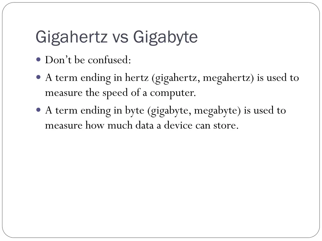 gigahertz vs gigabyte