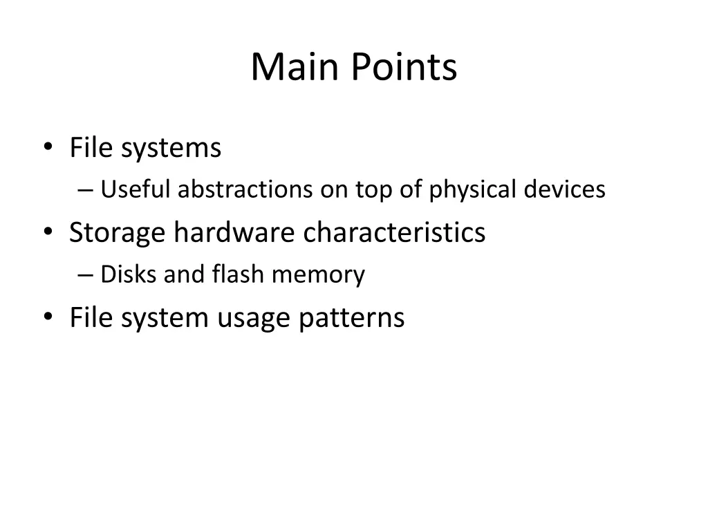 main points