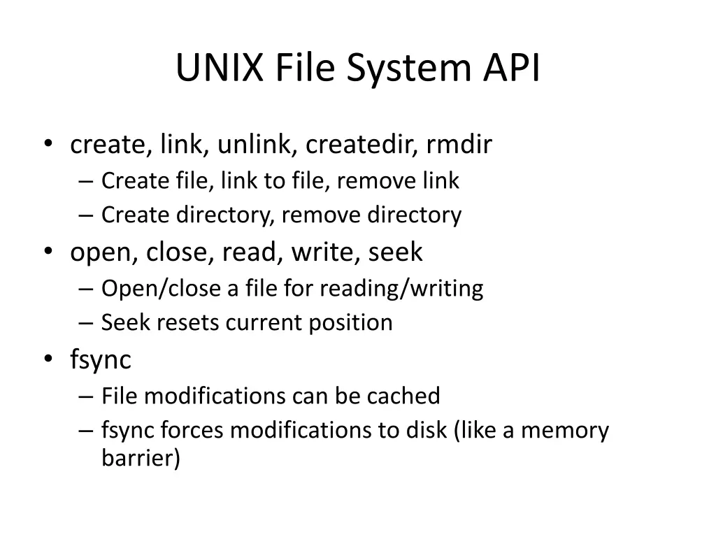 unix file system api