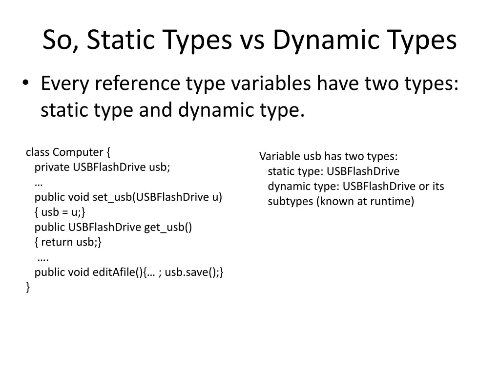 so static types vs dynamic types