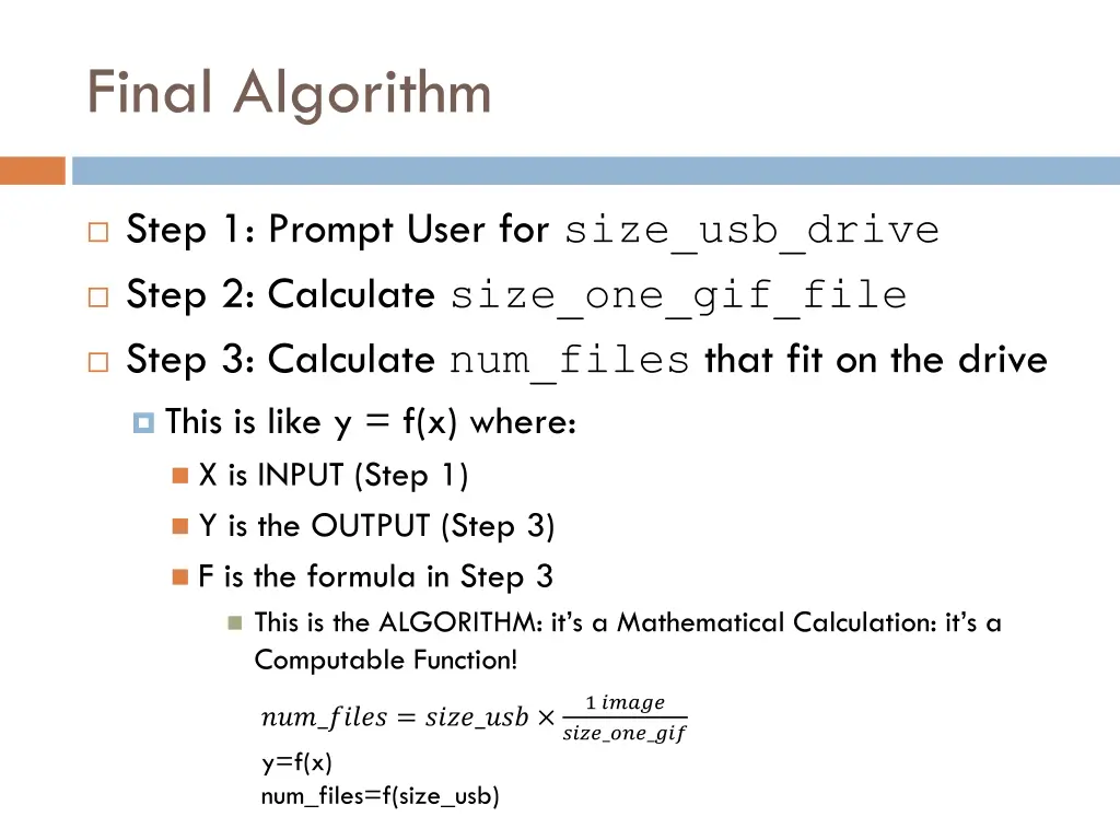 final algorithm