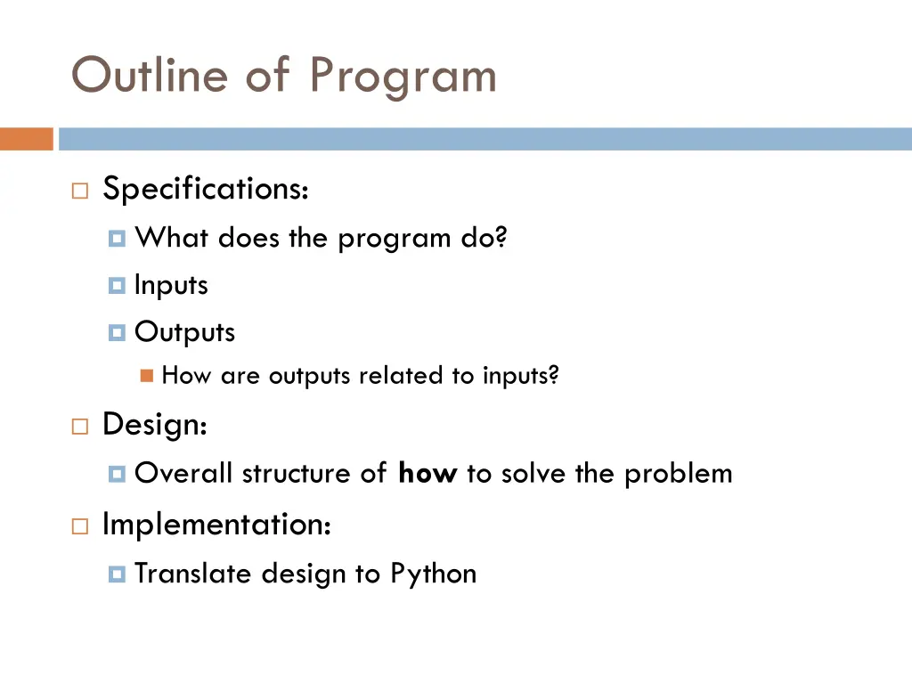 outline of program