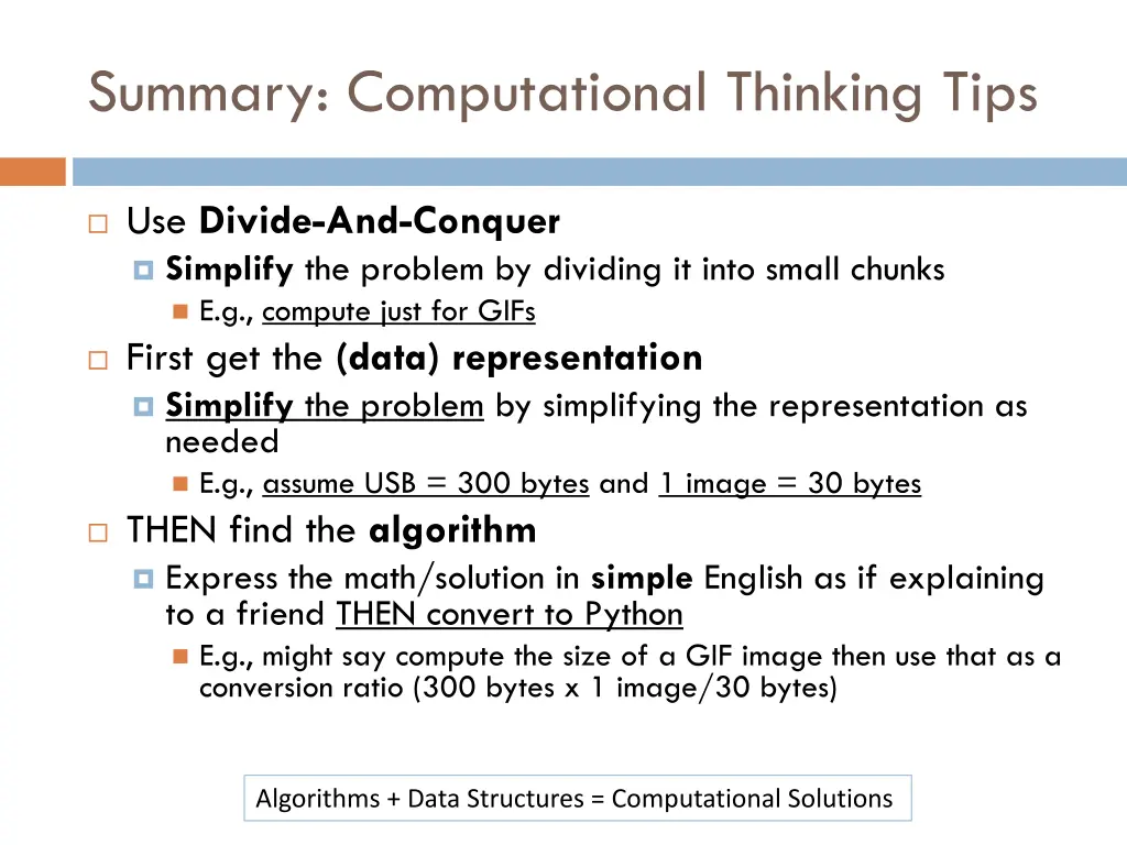 summary computational thinking tips