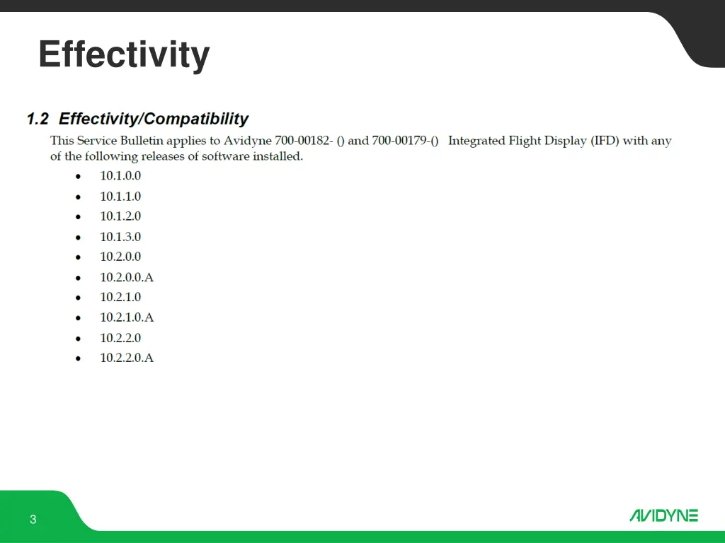 effectivity