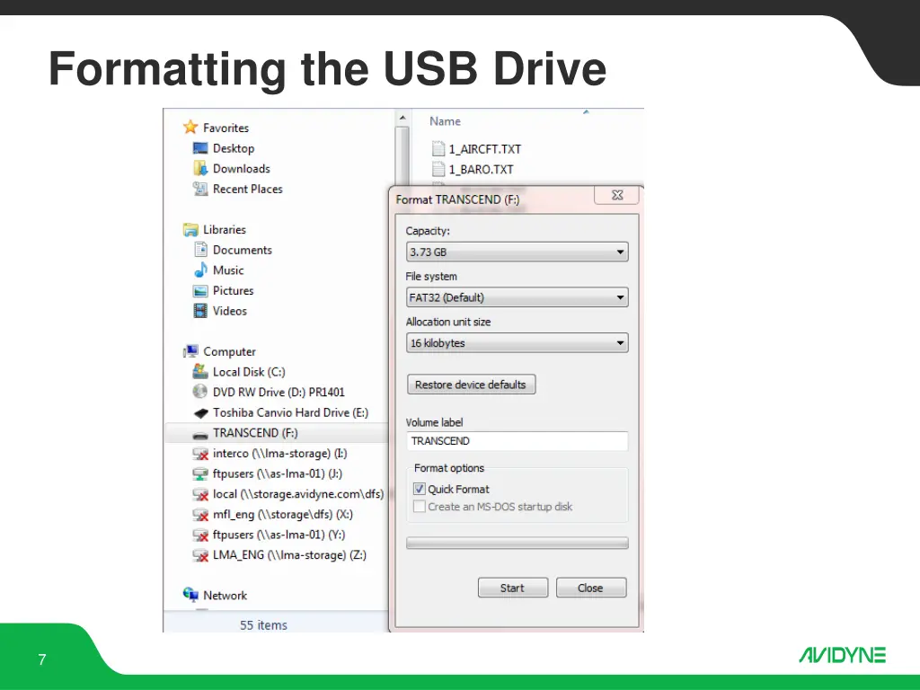 formatting the usb drive 1