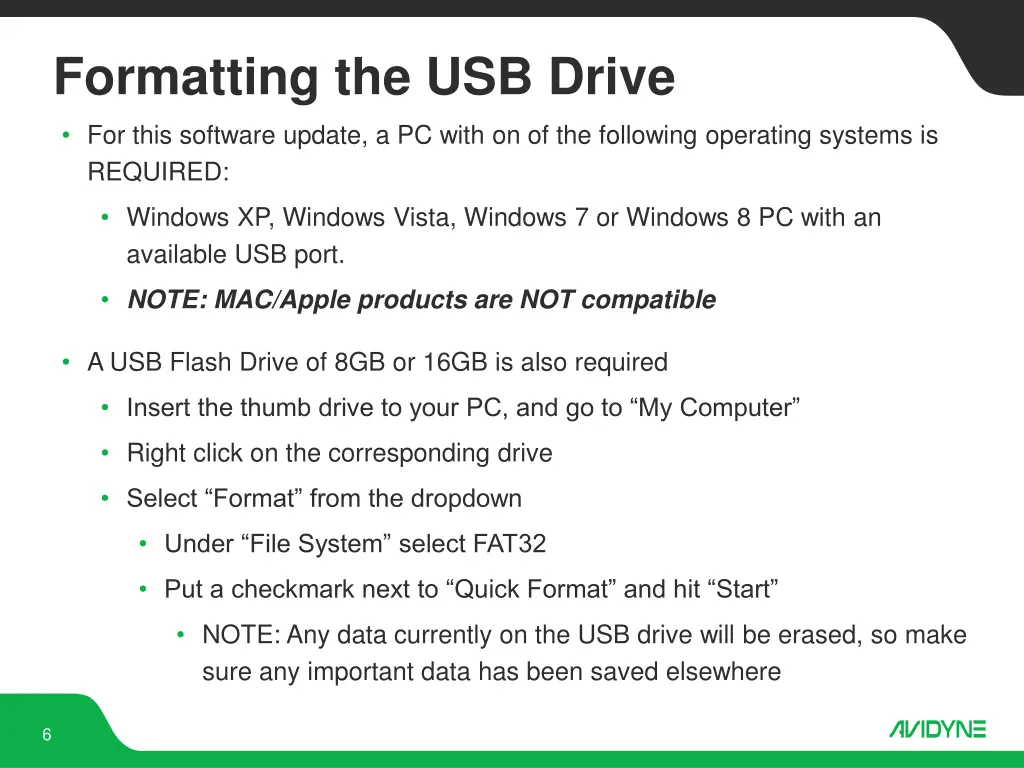 formatting the usb drive