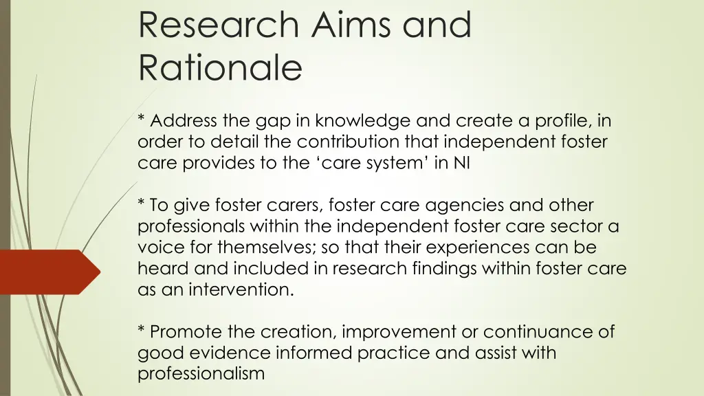 research aims and rationale