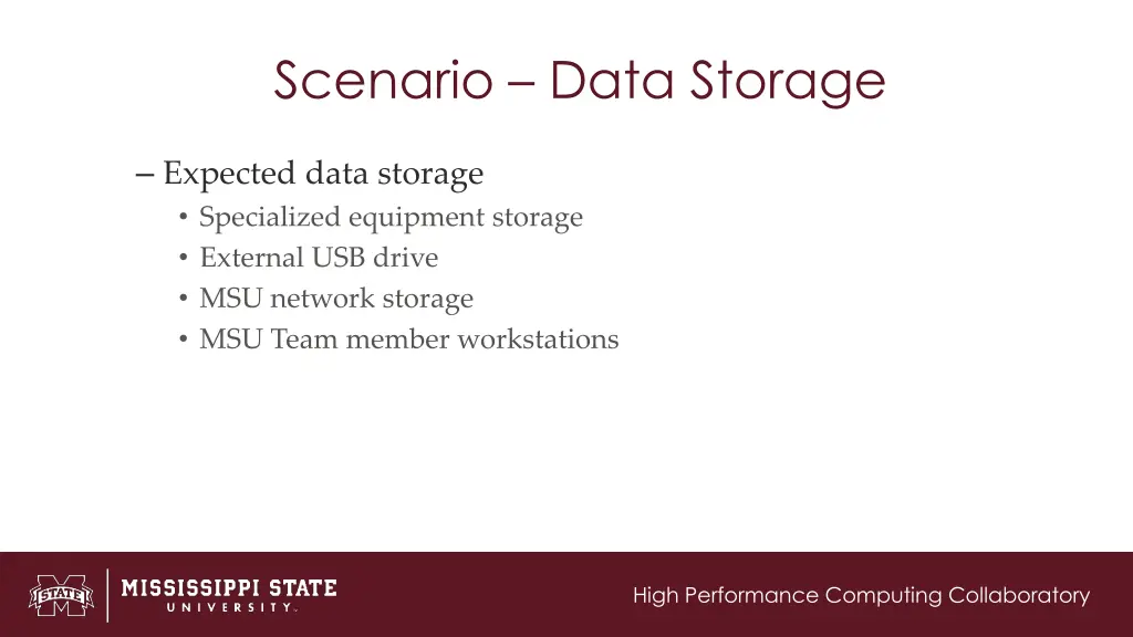 scenario data storage