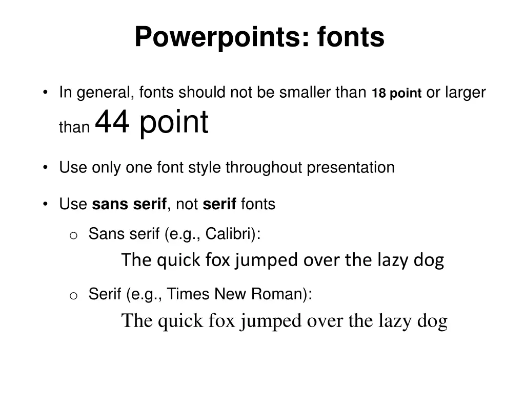 powerpoints fonts