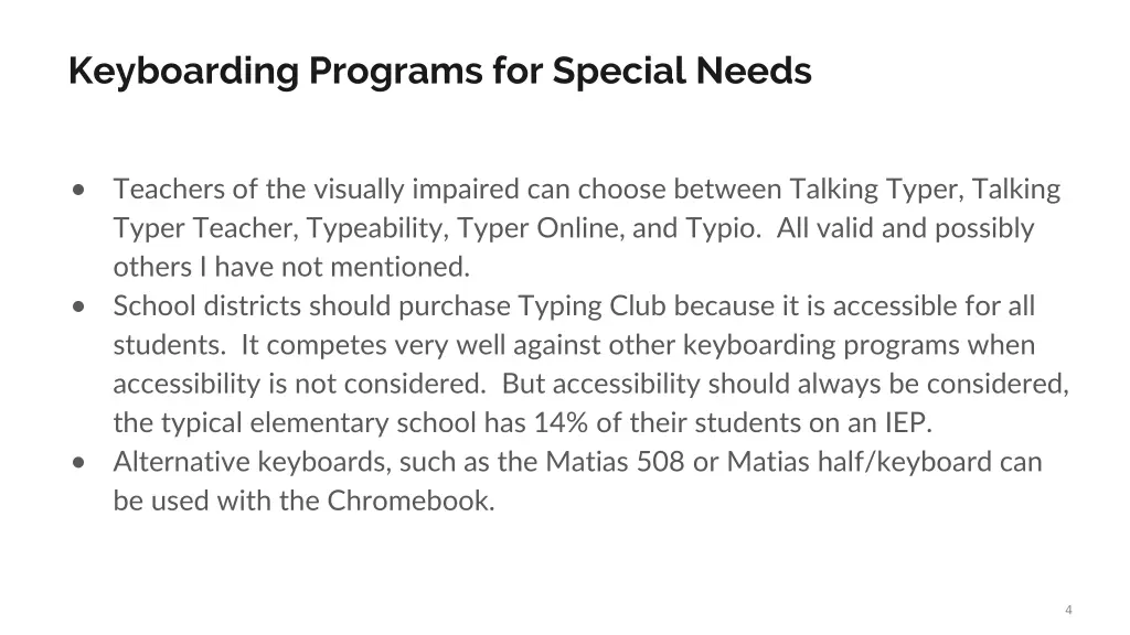 keyboarding programs for special needs