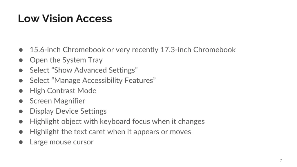 low vision access