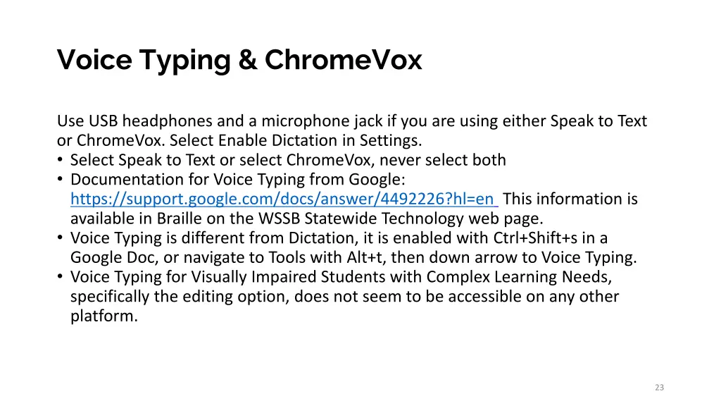 voice typing chromevox