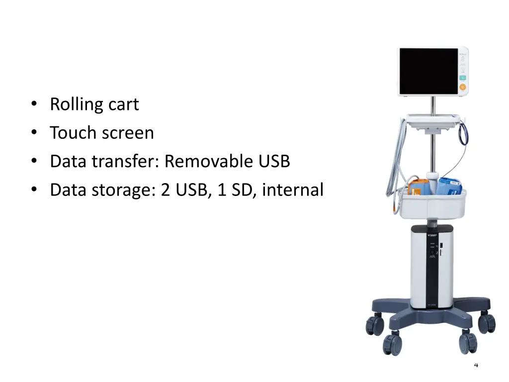 rolling cart touch screen data transfer removable