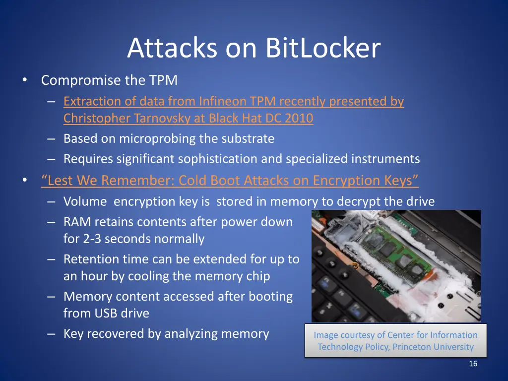 attacks on bitlocker compromise