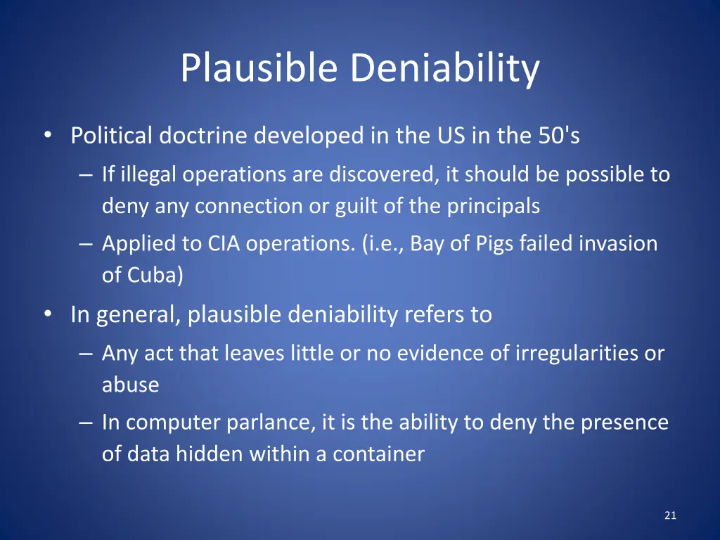 plausible deniability