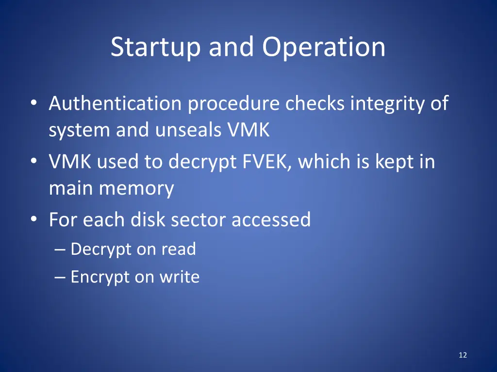 startup and operation