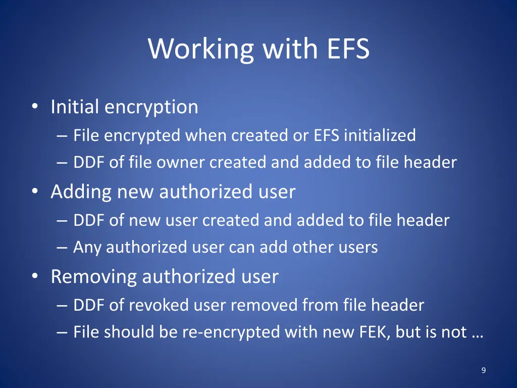 working with efs