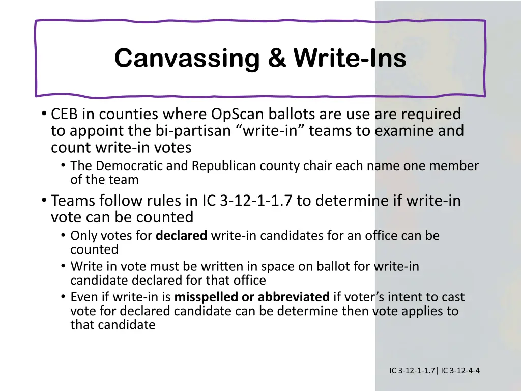 canvassing write ins