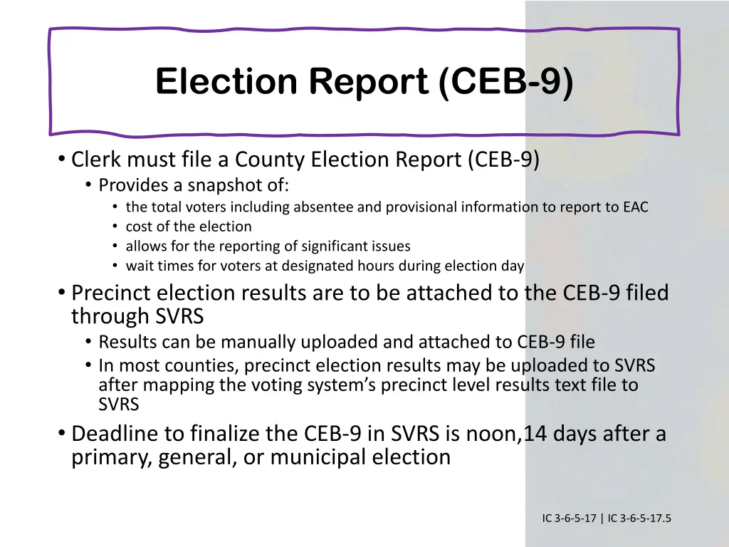 election report ceb 9