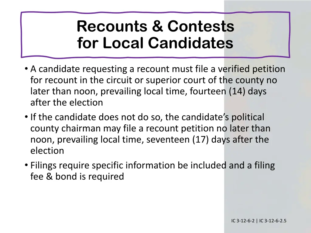 recounts contests for local candidates